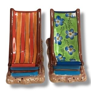 Vintage Ceramic Beach Chairs Salt and Pepper Shakers